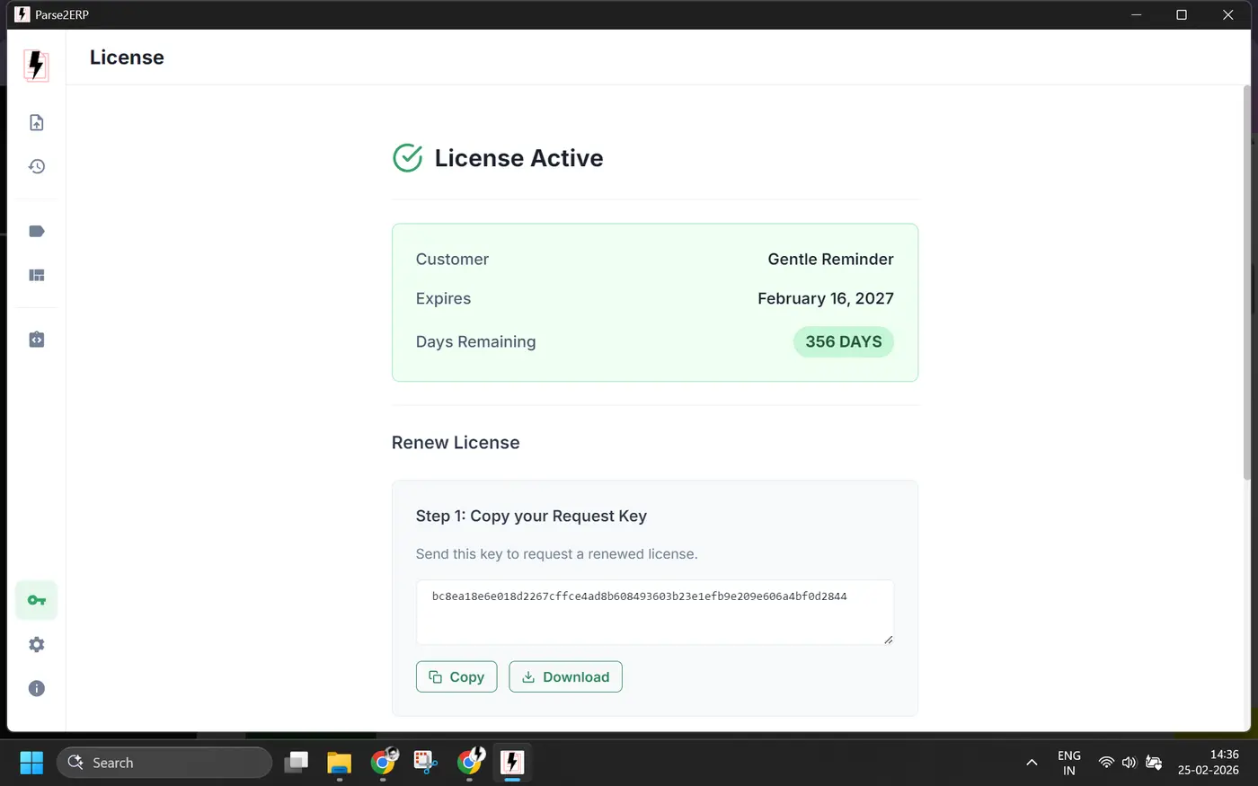 Parse2ERP interface screenshot
