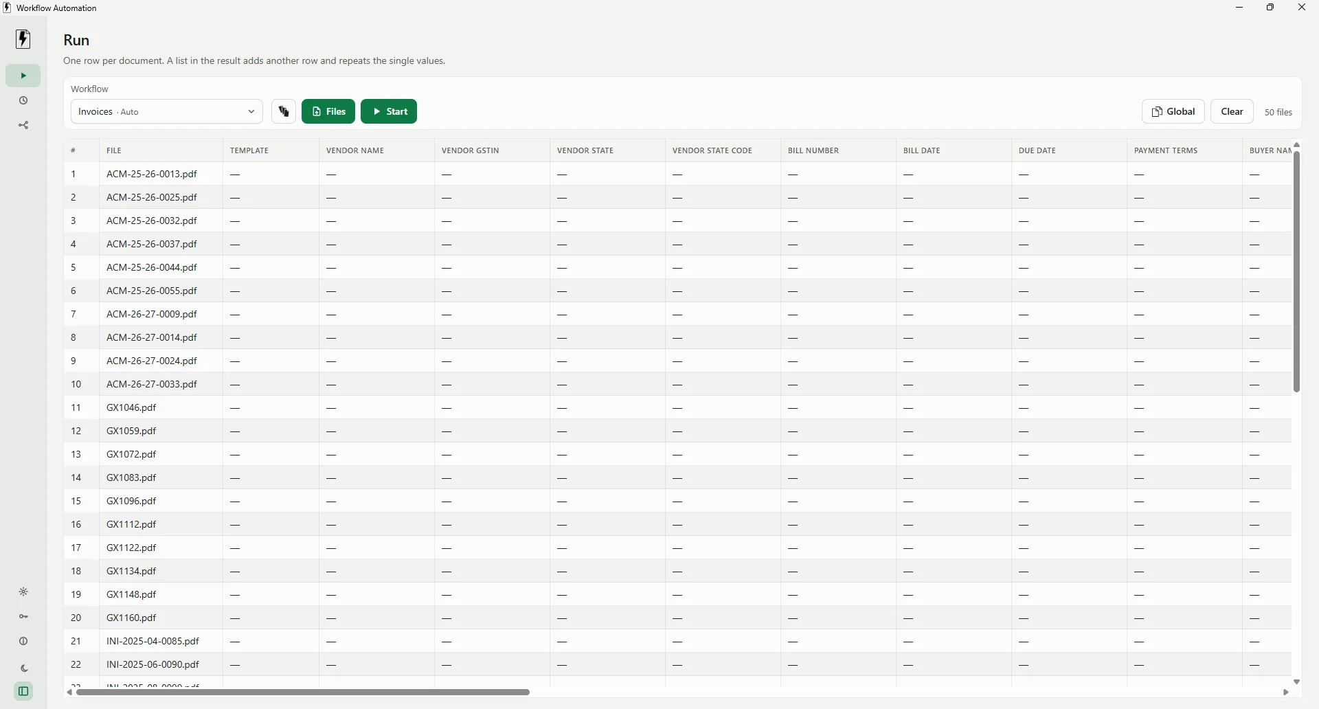 Workflow Automation with files loaded and Start ready